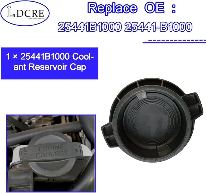 LDCRE 25441-B1000 Coolant Reservoir Cap Compatible with 2015-2024 Hyundai Genesis G80 G90 Sonata Nexo 2017-2020 Kia Cadenza K900 Optima,Coolant Reservoir Cover Replacement Replace 25441B1000 25441-B1000 - Image 3